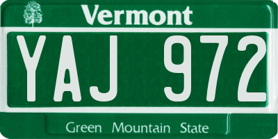 VT license plate YAJ972