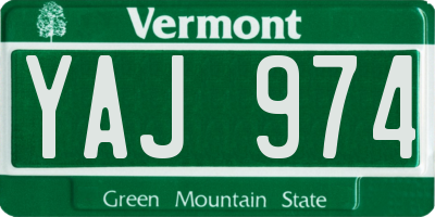 VT license plate YAJ974
