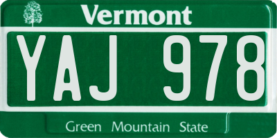 VT license plate YAJ978