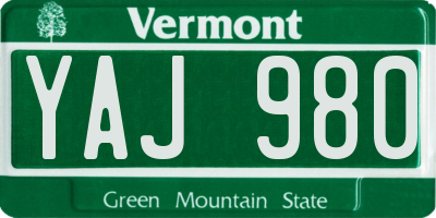 VT license plate YAJ980