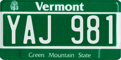 VT license plate YAJ981