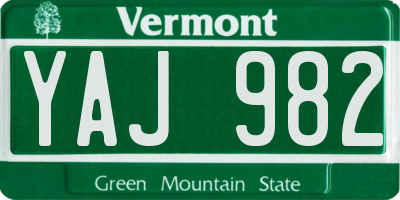VT license plate YAJ982