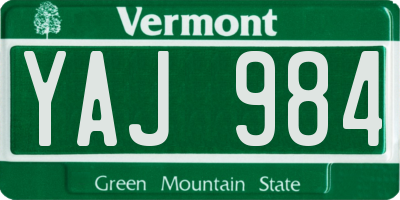VT license plate YAJ984