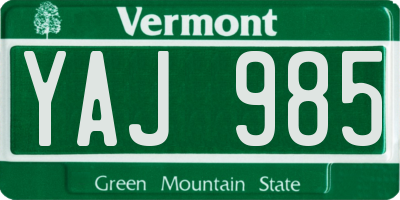 VT license plate YAJ985