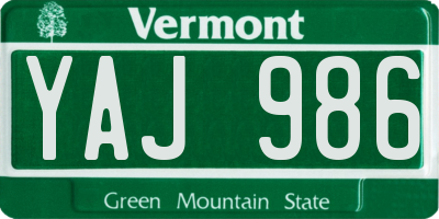 VT license plate YAJ986