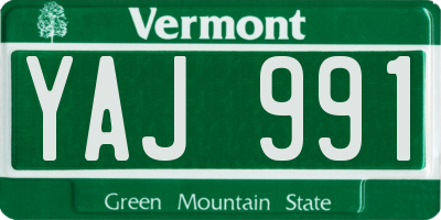 VT license plate YAJ991