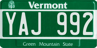 VT license plate YAJ992