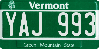 VT license plate YAJ993