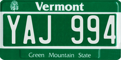 VT license plate YAJ994
