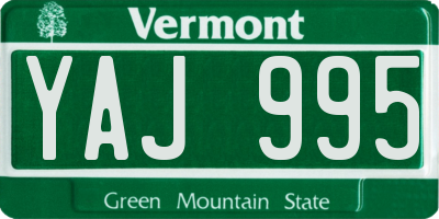 VT license plate YAJ995