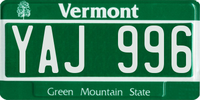 VT license plate YAJ996
