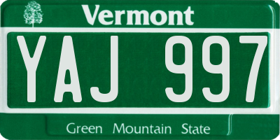 VT license plate YAJ997