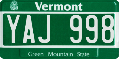 VT license plate YAJ998