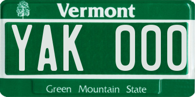 VT license plate YAK000