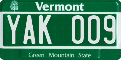 VT license plate YAK009