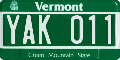 VT license plate YAK011