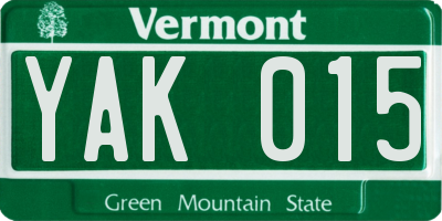 VT license plate YAK015