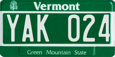 VT license plate YAK024