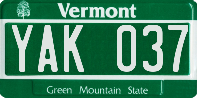VT license plate YAK037