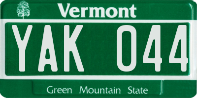 VT license plate YAK044