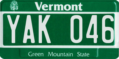 VT license plate YAK046