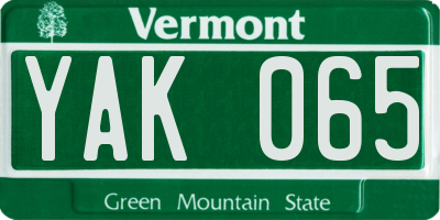 VT license plate YAK065