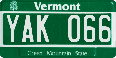 VT license plate YAK066