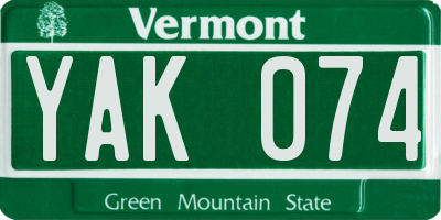 VT license plate YAK074