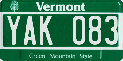 VT license plate YAK083