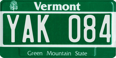 VT license plate YAK084