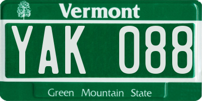 VT license plate YAK088