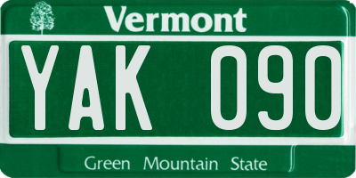 VT license plate YAK090