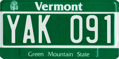 VT license plate YAK091