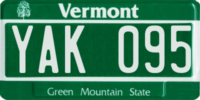 VT license plate YAK095