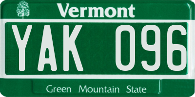 VT license plate YAK096