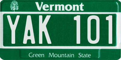 VT license plate YAK101