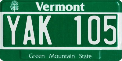 VT license plate YAK105