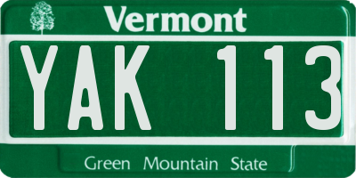 VT license plate YAK113
