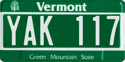 VT license plate YAK117