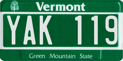 VT license plate YAK119