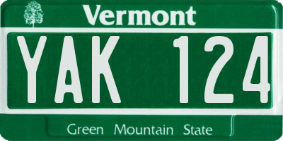 VT license plate YAK124