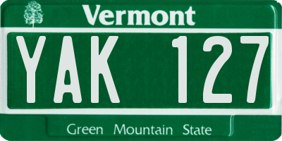 VT license plate YAK127