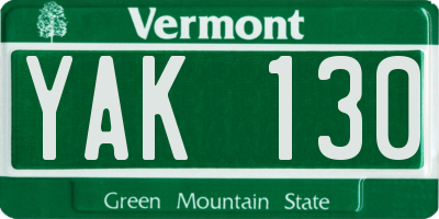 VT license plate YAK130