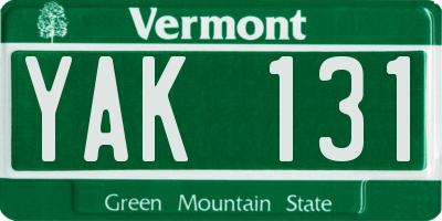 VT license plate YAK131