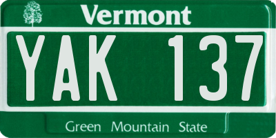 VT license plate YAK137