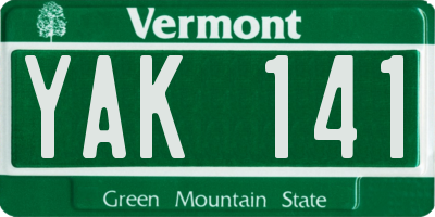 VT license plate YAK141
