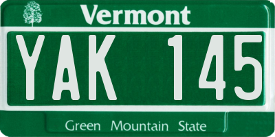 VT license plate YAK145