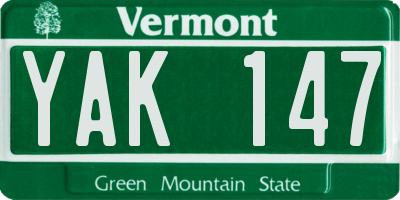 VT license plate YAK147