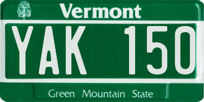 VT license plate YAK150