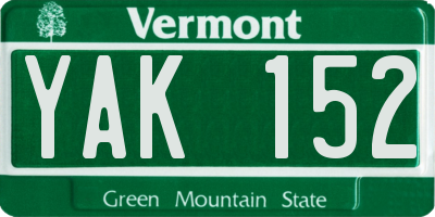 VT license plate YAK152